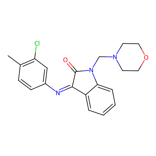 (Z)-3-((3-chloro-4-methylphenyl)imino)-1-(morpholinomethyl)indolin-2-one structure