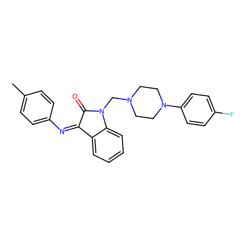 (3E)-1-{[4-(4-FLUOROPHENYL)PIPERAZIN-1-YL]METHYL}-3-[(4-METHYLPHENYL)IMINO]-2,3-DIHYDRO-1H-INDOL-2-ONE structure