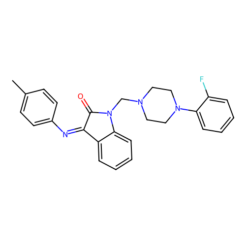 (3E)-1-{[4-(2-FLUOROPHENYL)PIPERAZIN-1-YL]METHYL}-3-[(4-METHYLPHENYL)IMINO]-2,3-DIHYDRO-1H-INDOL-2-ONE structure