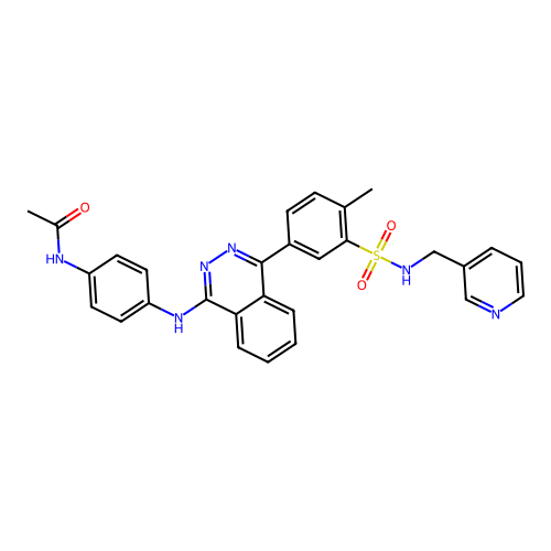 N-(4-((4-(4-methyl-3-(N-(pyridin-3-ylmethyl)sulfamoyl)phenyl)phthalazin-1-yl)amino)phenyl)acetamide structure