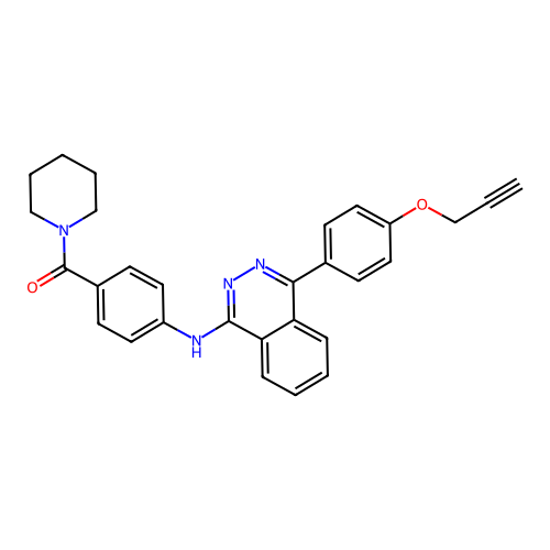 1-piperidyl-[4-[[4-(4-prop-2-ynoxyphenyl)phthalazin-1-yl]amino]phenyl]methanone structure