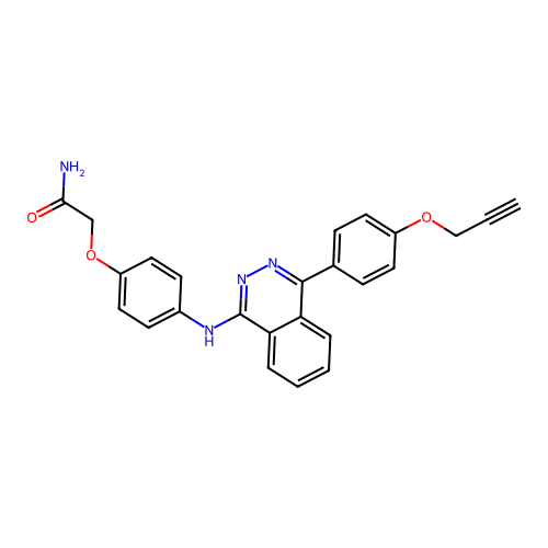 2-[4-({4-[4-(Prop-2-yn-1-yloxy)phenyl]phthalazin-1-yl}amino)phenoxy]acetamide structure