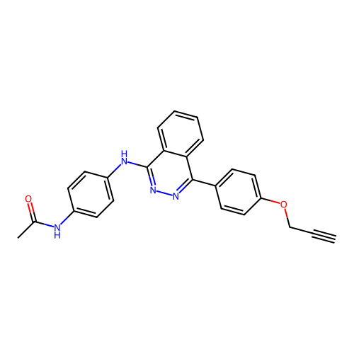 N-[4-({4-[4-(prop-2-yn-1-yloxy)phenyl]phthalazin-1-yl}amino)phenyl]acetamide structure