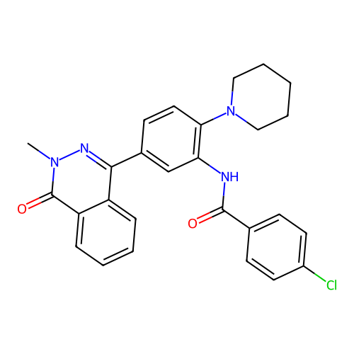 4-chloro-N-[5-(3-methyl-4-oxo-3,4-dihydrophthalazin-1-yl)-2-(piperidin-1-yl)phenyl]benzamide structure