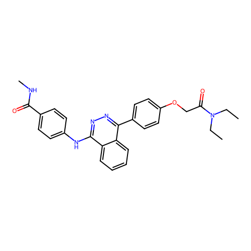 4-((4-(4-(2-(diethylamino)-2-oxoethoxy)phenyl)phthalazin-1-yl)amino)-N-methylbenzamide structure