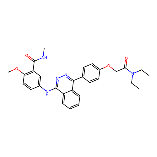 5-[(4-{4-[2-(diethylamino)-2-oxoethoxy]phenyl}phthalazin-1-yl)amino]-2-methoxy-N-methylbenzamide structure