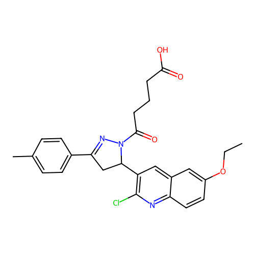 5-[5-(2-chloro-6-ethoxyquinolin-3-yl)-3-(4-methylphenyl)-4,5-dihydro-1H-pyrazol-1-yl]-5-oxopentanoic acid structure