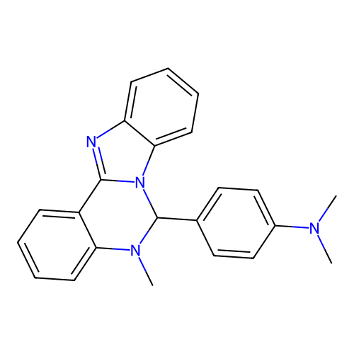 N,N-dimethyl-4-(5-methyl-5,6-dihydrobenzimidazo[1,2-c]quinazolin-6-yl)aniline structure