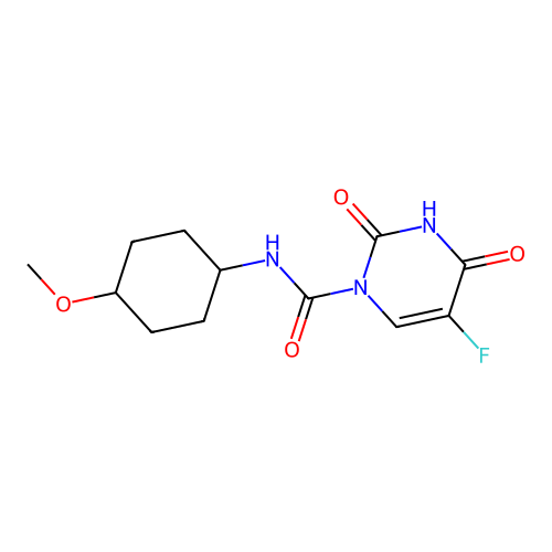 5-fluoro-N-(4-methoxycyclohexyl)-2,4-dioxopyrimidine-1-carboxamide structure