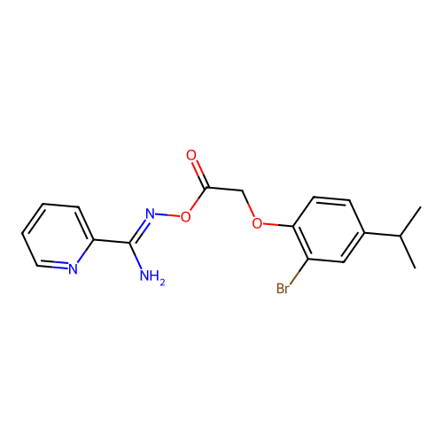 N'-({2-[2-bromo-4-(propan-2-yl)phenoxy]acetyl}oxy)pyridine-2-carboximidamide structure