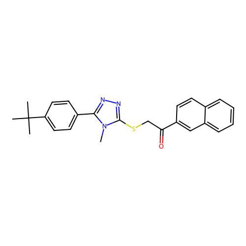 2-((5-(4-(tert-butyl)phenyl)-4-methyl-4H-1,2,4-triazol-3-yl)thio)-1-(naphthalen-2-yl)ethanone structure