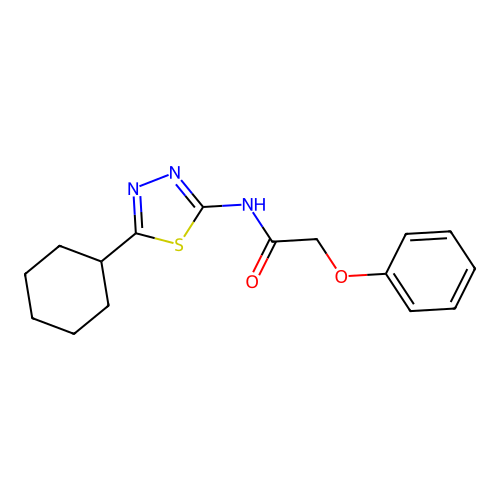 N-(5-cyclohexyl-1,3,4-thiadiazol-2-yl)-2-phenoxyacetamide structure