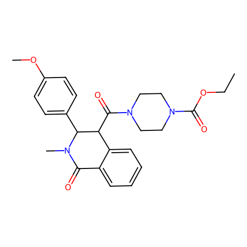 ethyl 4-(3-(4-methoxyphenyl)-2-methyl-1-oxo-1,2,3,4-tetrahydroisoquinoline-4-carbonyl)piperazine-1-carboxylate structure
