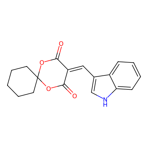 3-(1H-indol-3-ylmethylidene)-1,5-dioxaspiro[5.5]undecane-2,4-dione structure