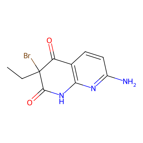7-amino-3-bromo-3-ethyl-1H-1,8-naphthyridine-2,4-dione structure