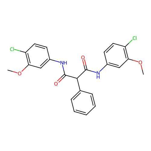 N,N'-bis(4-chloro-3-methoxyphenyl)-2-phenylpropanediamide structure