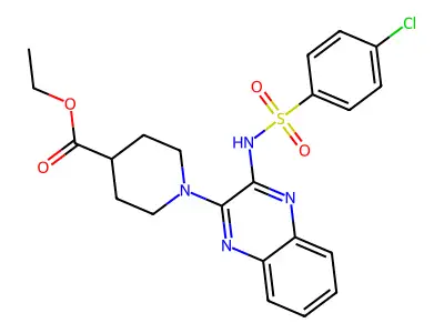 Ethyl 1-[3-(4-chlorobenzenesulfonamido)quinoxalin-2-yl]piperidine-4-carboxylate structure