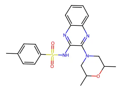 N-[3-(2,6-dimethylmorpholin-4-yl)quinoxalin-2-yl]-4-methylbenzene-1-sulfonamide structure