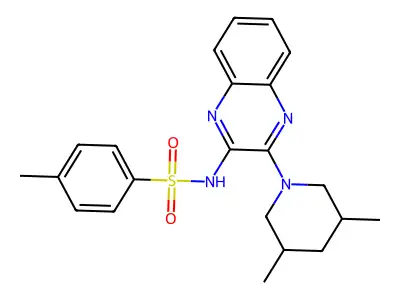 N-[3-(3,5-dimethylpiperidin-1-yl)quinoxalin-2-yl]-4-methylbenzene-1-sulfonamide structure
