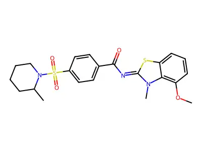(E)-N-(4-methoxy-3-methylbenzo[d]thiazol-2(3H)-ylidene)-4-((2-methylpiperidin-1-yl)sulfonyl)benzamide structure