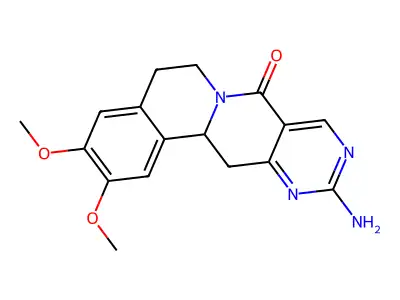 11-amino-2,3-dimethoxy-5,6,13,13a-tetrahydro-8H-pyrimido[4',5':4,5]pyrido[2,1-a]isoquinolin-8-one structure