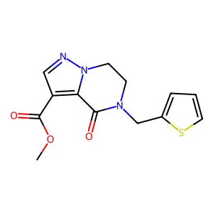 methyl 4-oxo-5-(2-thienylmethyl)-4,5,6,7-tetrahydropyrazolo[1,5-a]pyrazine-3-carboxylate structure