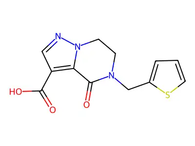 4-Oxo-5-(thiophen-2-ylmethyl)-4,5,6,7-tetrahydropyrazolo[1,5-a]pyrazine-3-carboxylic acid structure