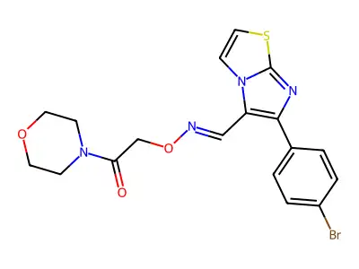 2-[[6-(4-bromophenyl)imidazo[2,1-b][1,3]thiazol-5-yl]methylideneamino]oxy-1-morpholin-4-ylethanone structure