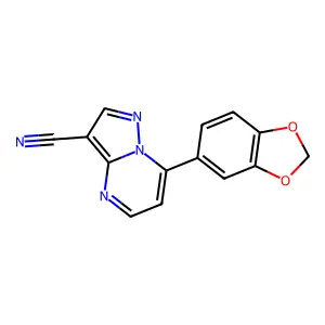 7-(1,3-Benzodioxol-5-yl)pyrazolo[1,5-a]pyrimidine-3-carbonitrile structure