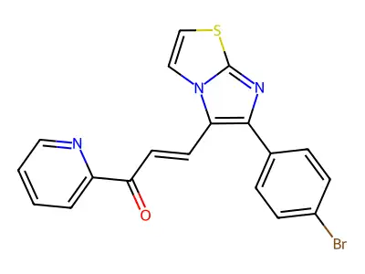 3-[6-(4-bromophenyl)imidazo[2,1-b][1,3]thiazol-5-yl]-1-pyridin-2-ylprop-2-en-1-one structure