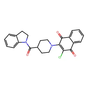 2-chloro-3-[4-(2,3-dihydro-1H-indol-1-ylcarbonyl)piperidino]naphthoquinone structure