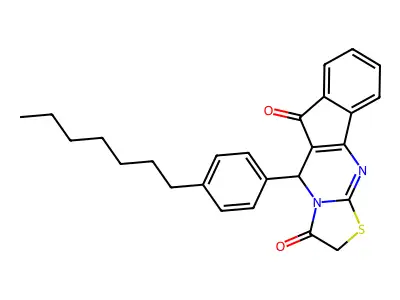 5-(4-heptylphenyl)indeno[1,2-d][1,3]thiazolo[3,2-a]pyrimidine-3,6(2H,5H)-dione structure