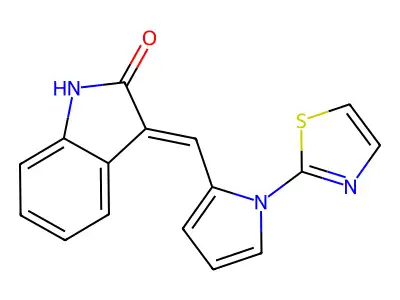 3-[[1-(1,3-thiazol-2-yl)pyrrol-2-yl]methylidene]-1H-indol-2-one structure