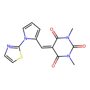 1,3-dimethyl-5-{[1-(1,3-thiazol-2-yl)-1H-pyrrol-2-yl]methylene}-2,4,6(1H,3H,5H)-pyrimidinetrione structure