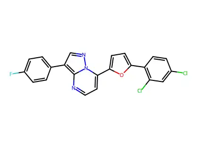 7-[5-(2,4-Dichlorophenyl)-2-furyl]-3-(4-fluorophenyl)pyrazolo[1,5-a]pyrimidine structure