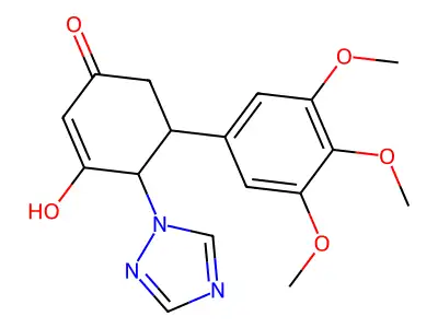 3-hydroxy-4-(1H-1,2,4-triazol-1-yl)-5-(3,4,5-trimethoxyphenyl)-2-cyclohexen-1-one structure
