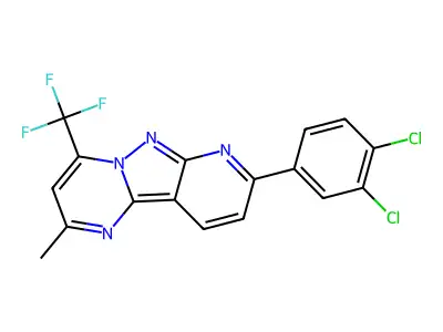 8-(3,4-dichlorophenyl)-2-methyl-4-(trifluoromethyl)pyrido[2',3':3,4]pyrazolo[1,5-a]pyrimidine structure