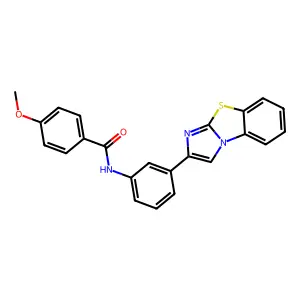 N-(3-imidazo[2,1-b][1,3]benzothiazol-2-ylphenyl)-4-methoxybenzenecarboxamide structure