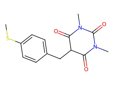 1,3-dimethyl-5-[4-(methylsulfanyl)benzyl]-2,4,6(1H,3H,5H)-pyrimidinetrione structure