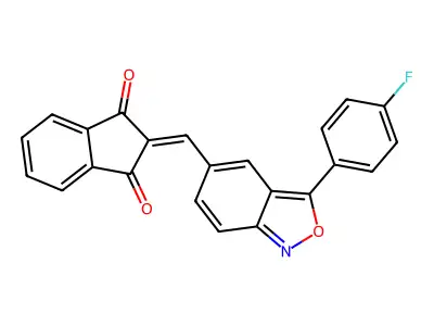 2-{[3-(4-fluorophenyl)-2,1-benzisoxazol-5-yl]methylene}-1H-indene-1,3(2H)-dione structure