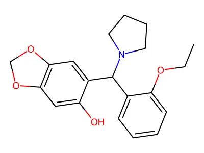 6-[(2-Ethoxyphenyl)(1-pyrrolidinyl)methyl]-1,3-benzodioxol-5-ol structure
