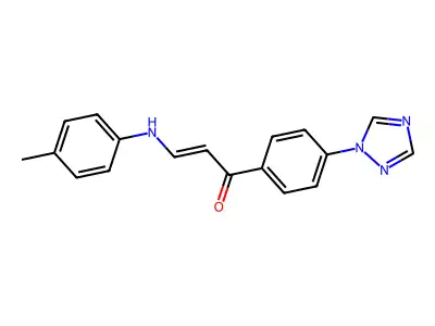 (E)-3-(4-toluidino)-1-[4-(1H-1,2,4-triazol-1-yl)phenyl]-2-propen-1-one structure