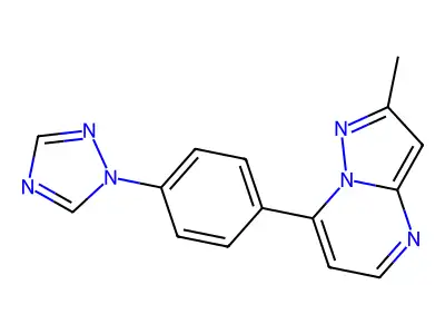 2-methyl-7-[4-(1H-1,2,4-triazol-1-yl)phenyl]pyrazolo[1,5-a]pyrimidine structure