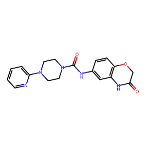 N-(3-oxo-3,4-dihydro-2H-1,4-benzoxazin-6-yl)-4-(2-pyridinyl)tetrahydro-1(2H)-pyrazinecarboxamide structure