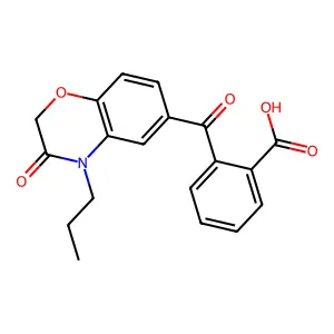 2-[(3-oxo-4-propyl-3,4-dihydro-2H-1,4-benzoxazin-6-yl)carbonyl]benzenecarboxylic acid structure