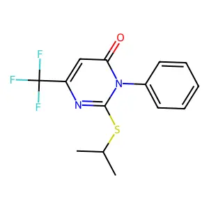 2-(isopropylsulfanyl)-3-phenyl-6-(trifluoromethyl)-4(3H)-pyrimidinone structure