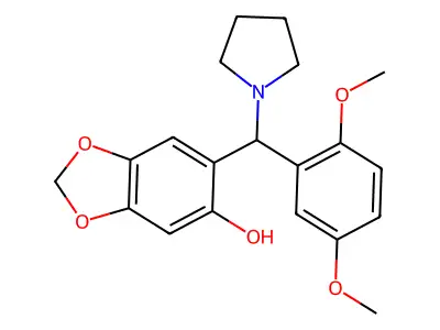 6-[(2,5-Dimethoxyphenyl)(1-pyrrolidinyl)methyl]-1,3-benzodioxol-5-ol structure