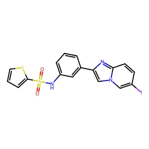 N-(3-{6-iodoimidazo[1,2-a]pyridin-2-yl}phenyl)thiophene-2-sulfonamide structure