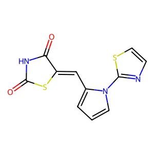(5E)-5-[[1-(1,3-thiazol-2-yl)pyrrol-2-yl]methylidene]-1,3-thiazolidine-2,4-dione structure