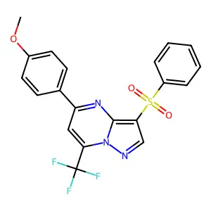 3-(benzenesulfonyl)-5-(4-methoxyphenyl)-7-(trifluoromethyl)pyrazolo[1,5-a]pyrimidine structure